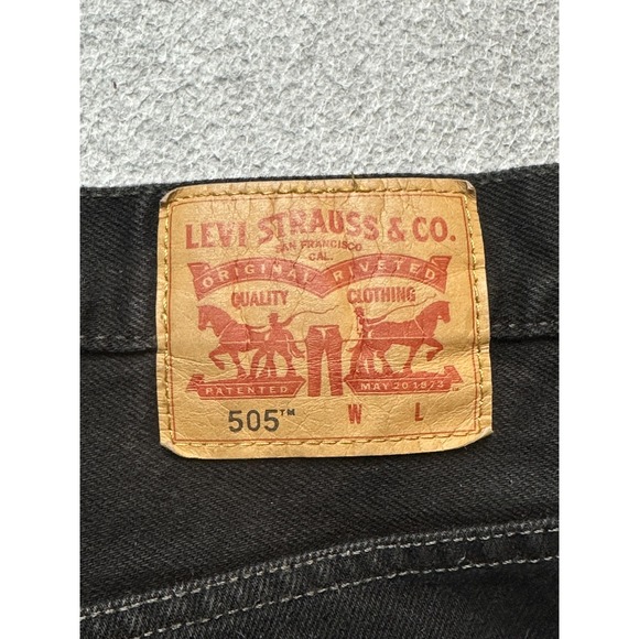 VTG Levis 505 Jeans Mens 50x30 (48x27) Black Dark Wash Regular Straight Denim - Picture 15 of 16